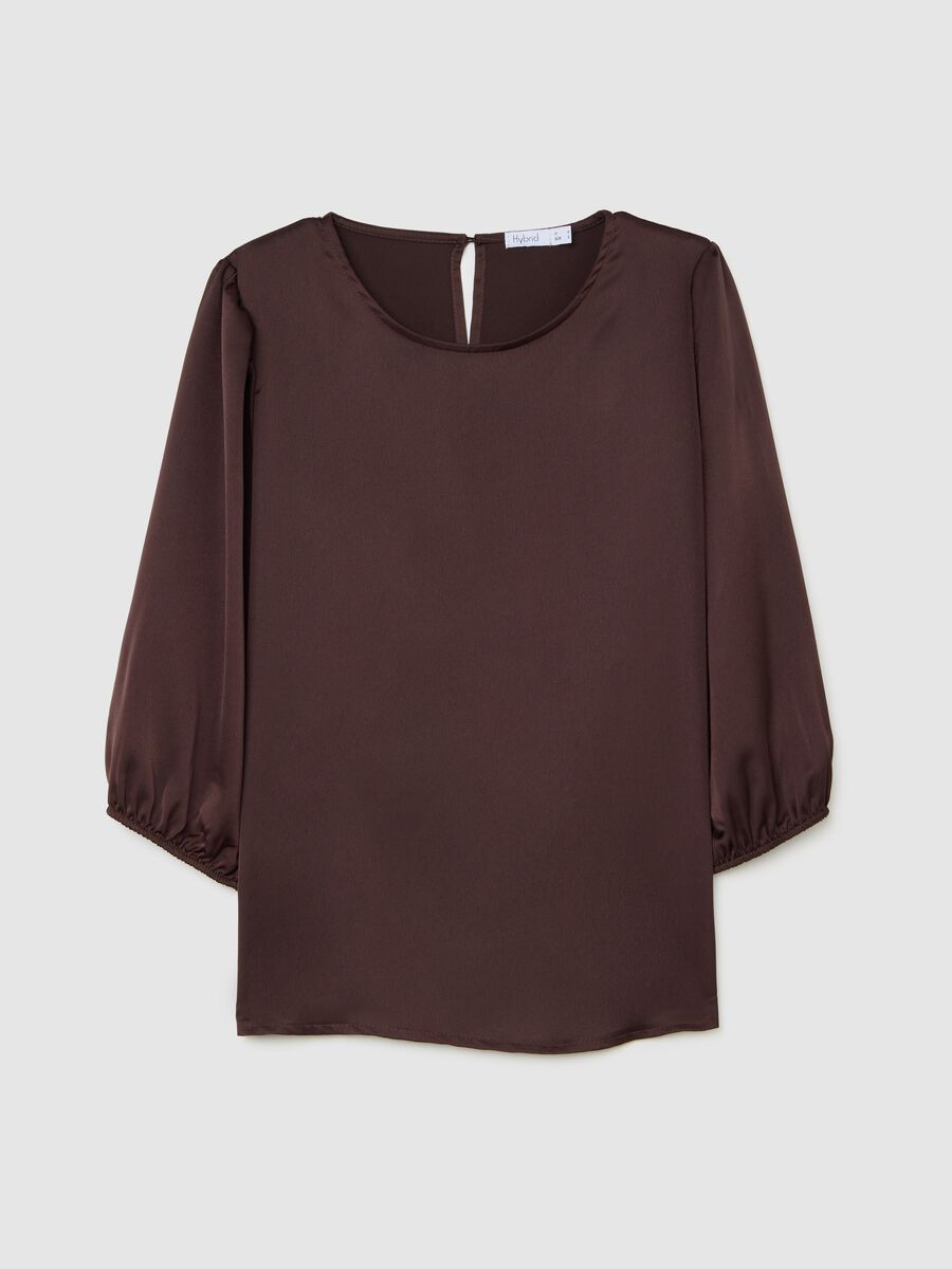 Brown long sleeve regular fit blouse_0