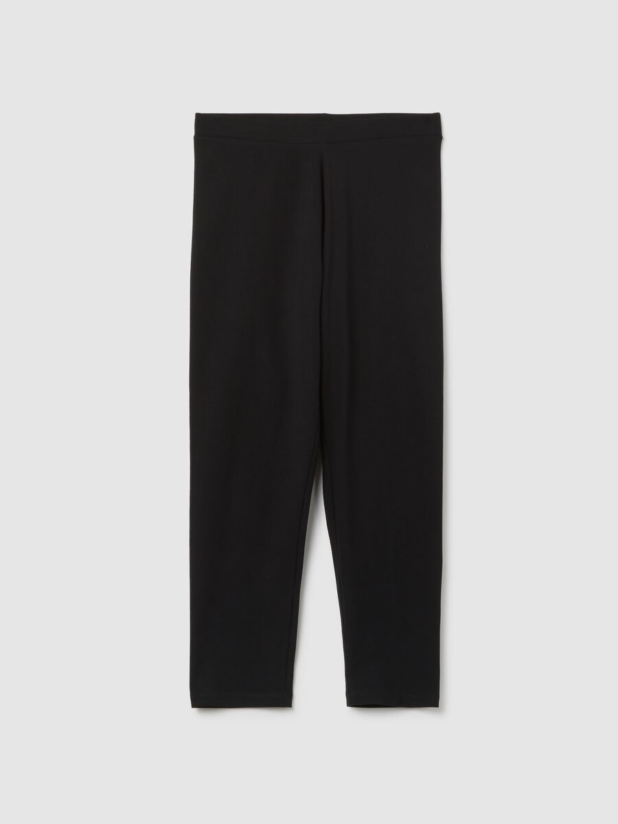 Women's black stretch cotton leggings regular fit_0