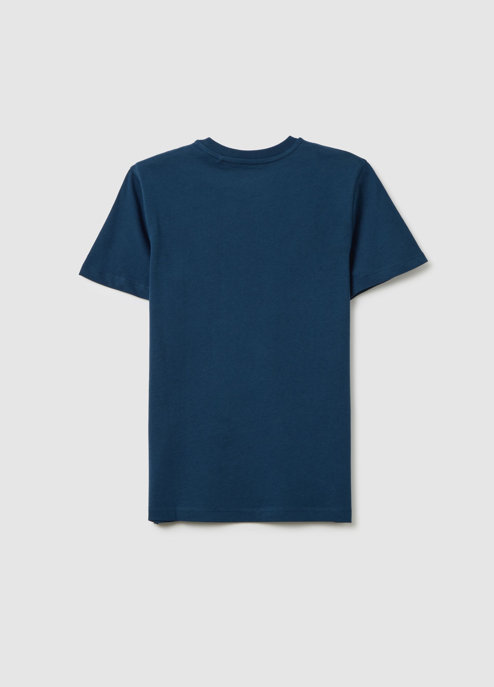 Boys' blue pure cotton regular fit T-shirt with print