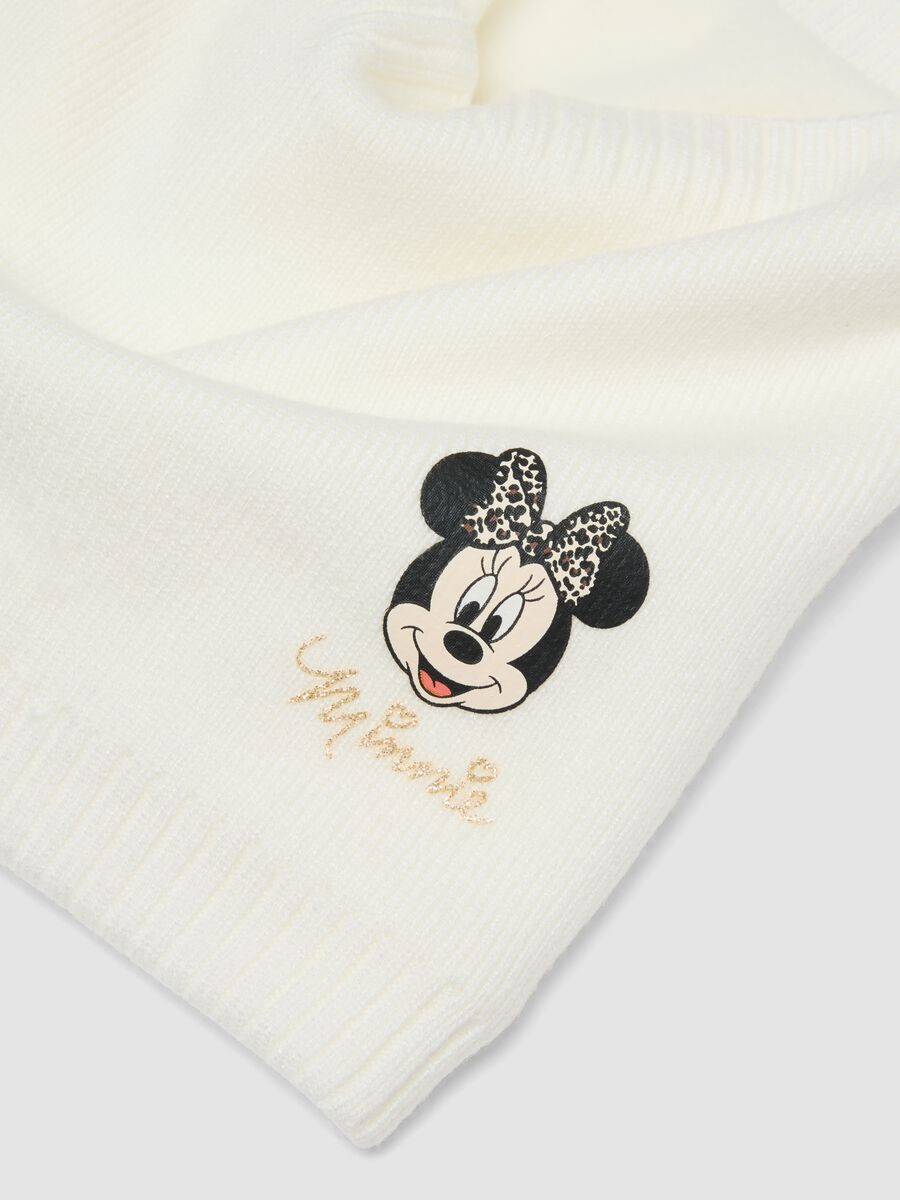 White viscose-blend scarf with Minnie print_1