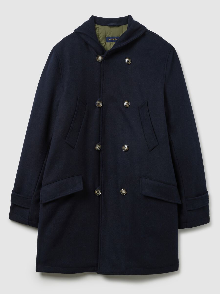Blue regular fit parka jacket with zip_4