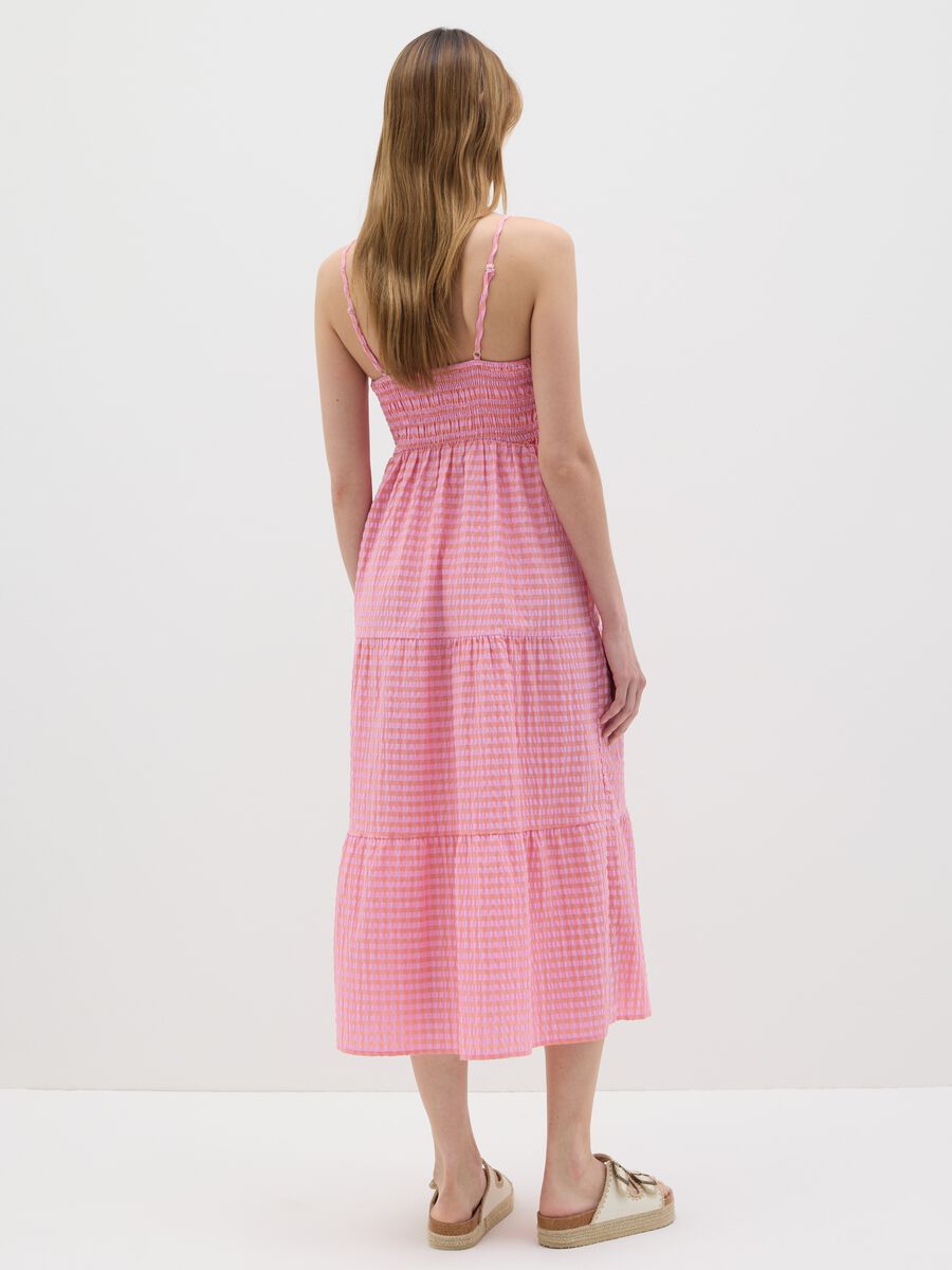 Pink Checked Smock Long Dress B.Angel_3