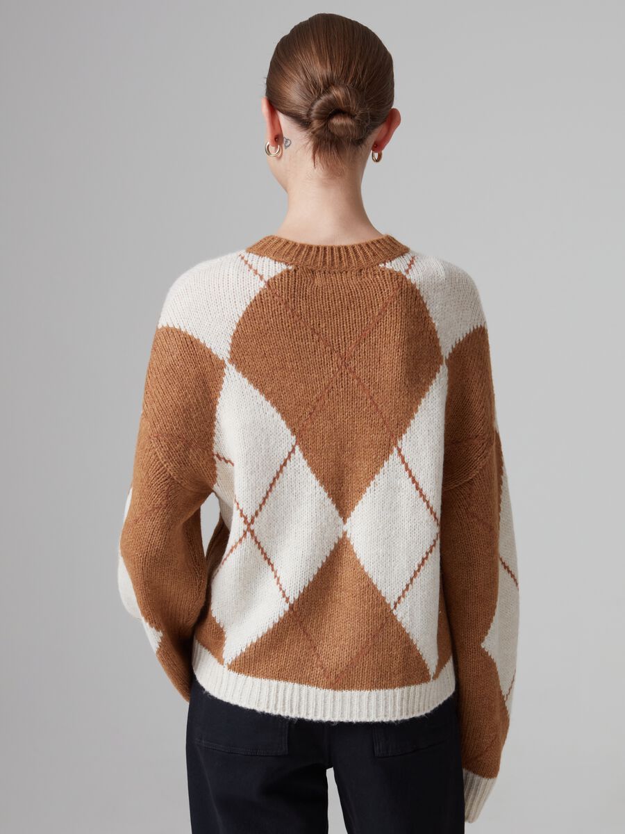 Pullover oversize con fantasia a rombi_2