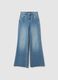 Wide leg blue stretch cotton jeans_4