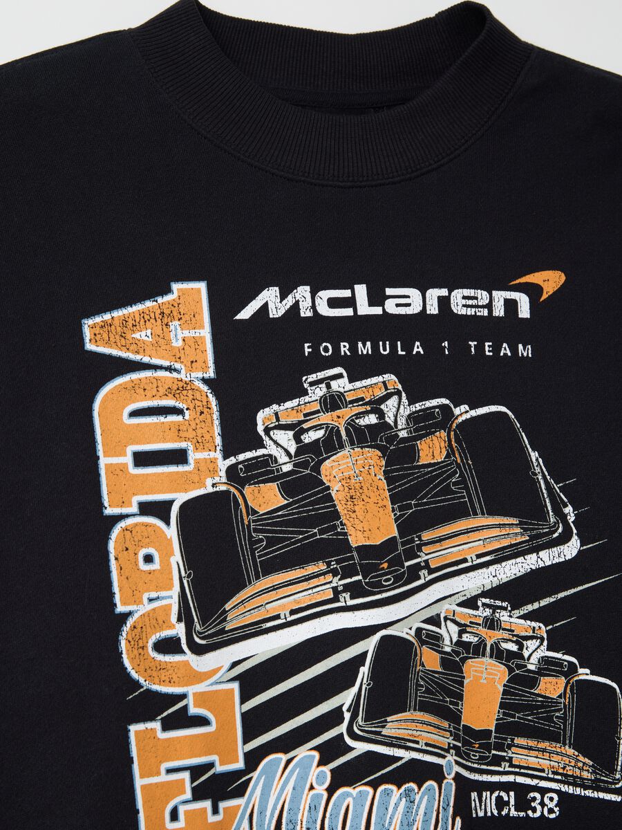 Black sweatshirt with round neck and McLaren print_5