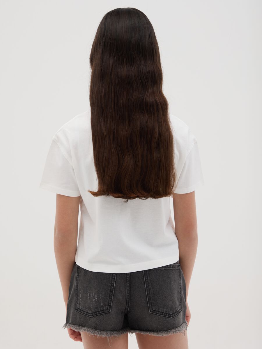 T-shirt da ragazza in puro cotone bianca regular fit con stampa_1