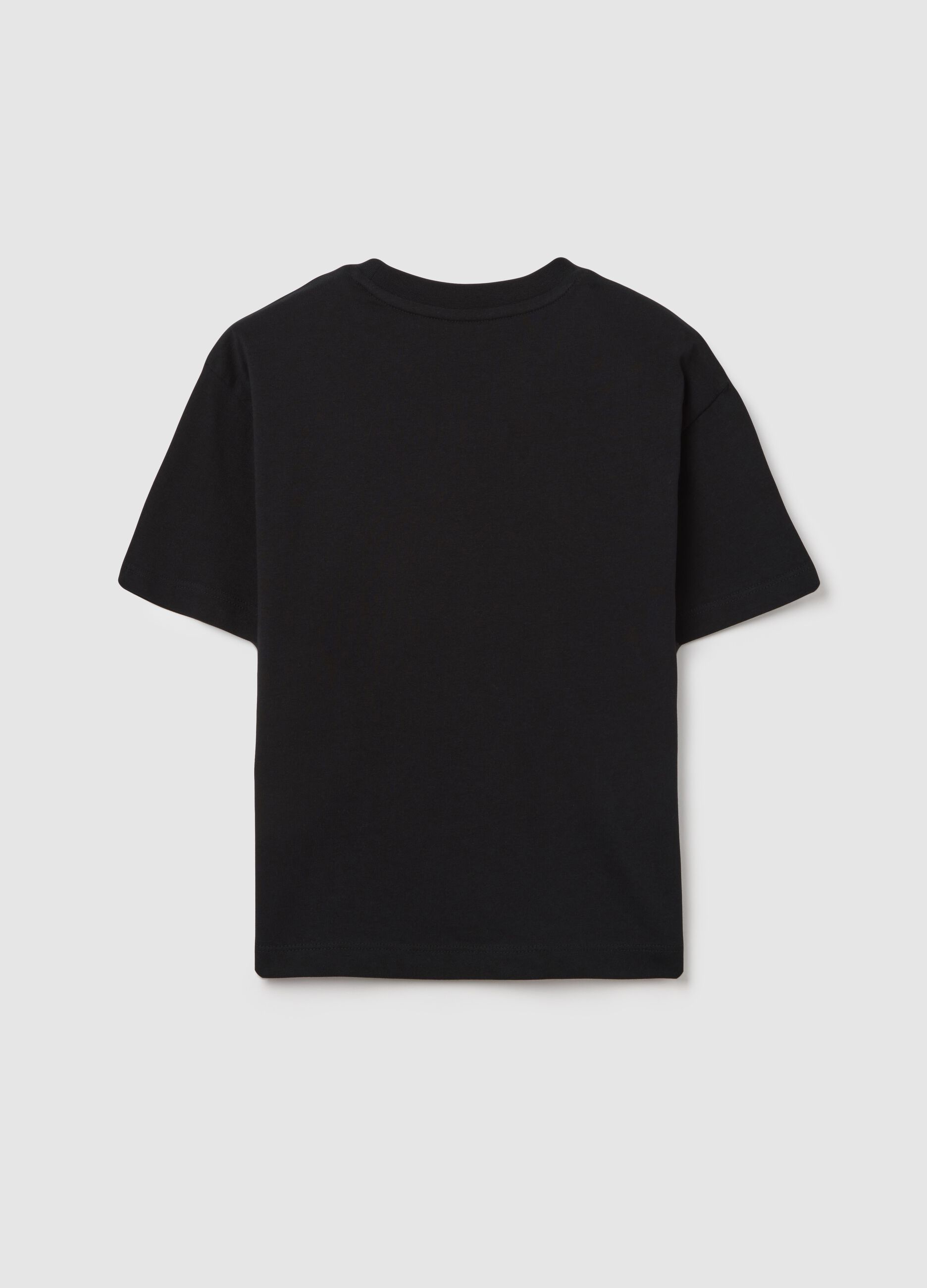 T-shirt crop con stampa fiamme
