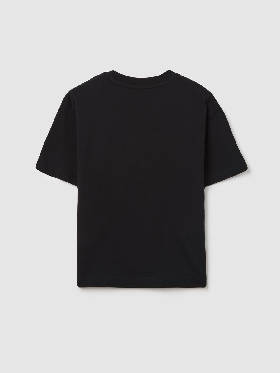 T-shirt crop con stampa fiamme_1