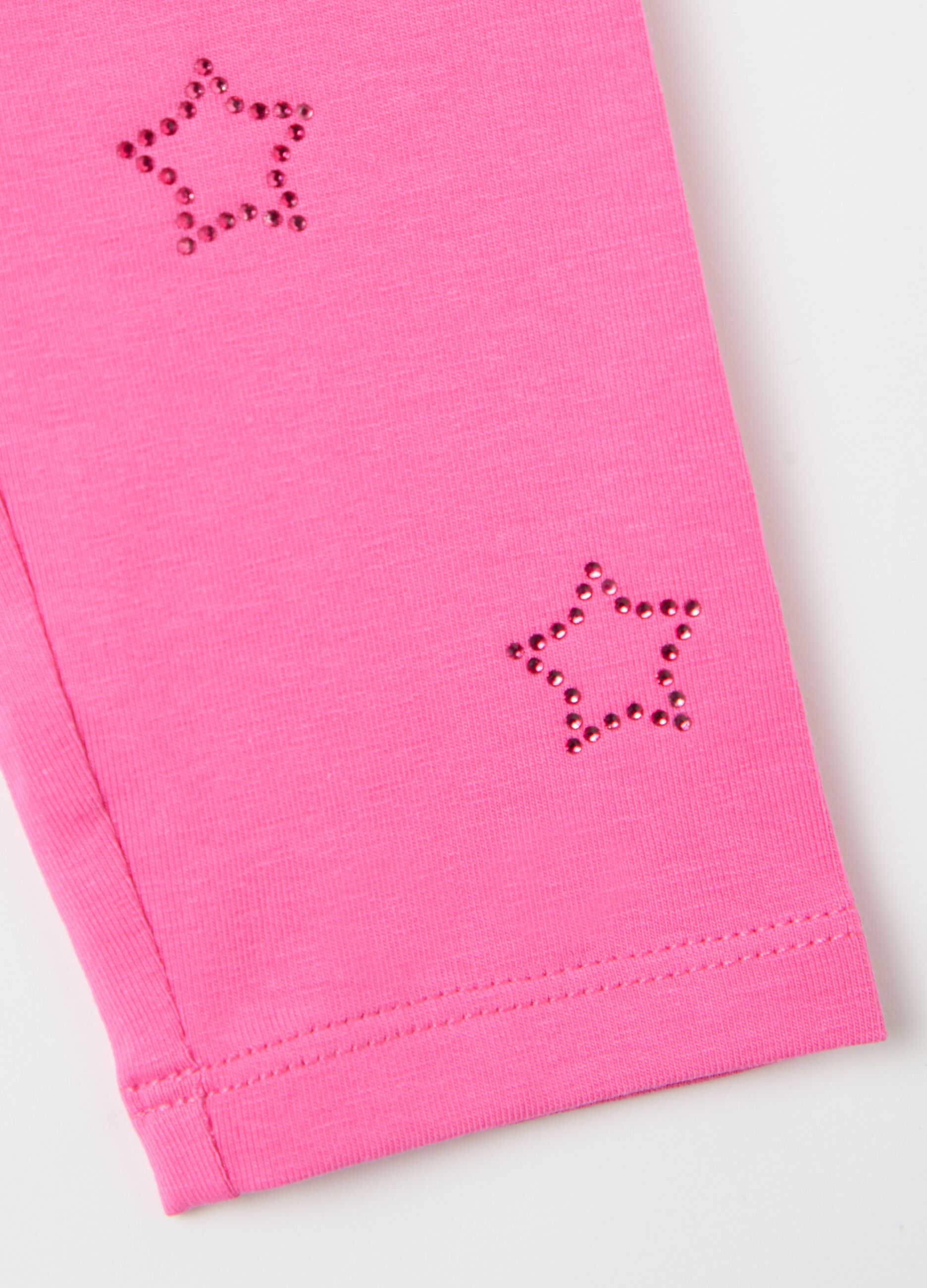 Leggings con applicazione stelle di strass