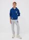 Grey pure cotton joggers with varsity print for boys_0