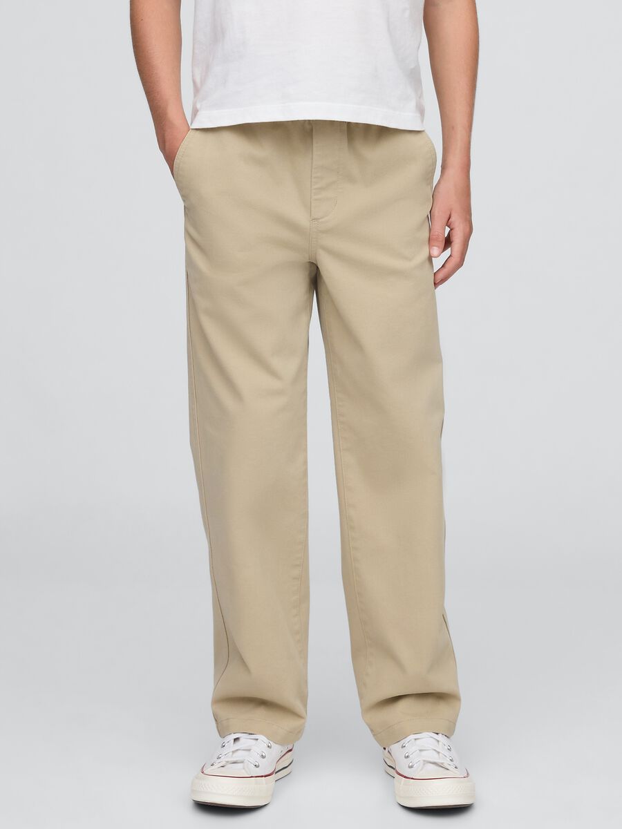 Pantaloni beige regular elasticizzati_1