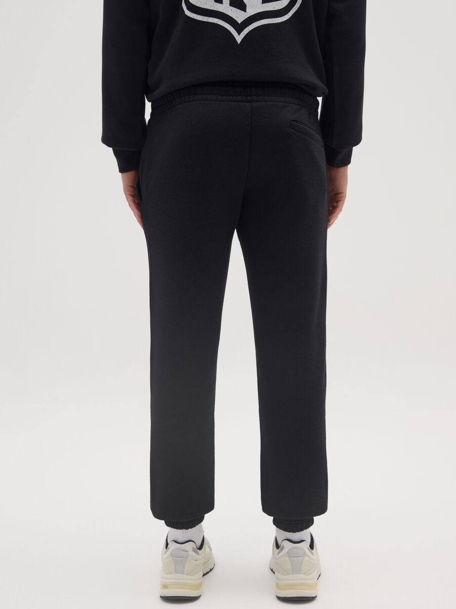 Black cotton blend joggers with NFL logo_2