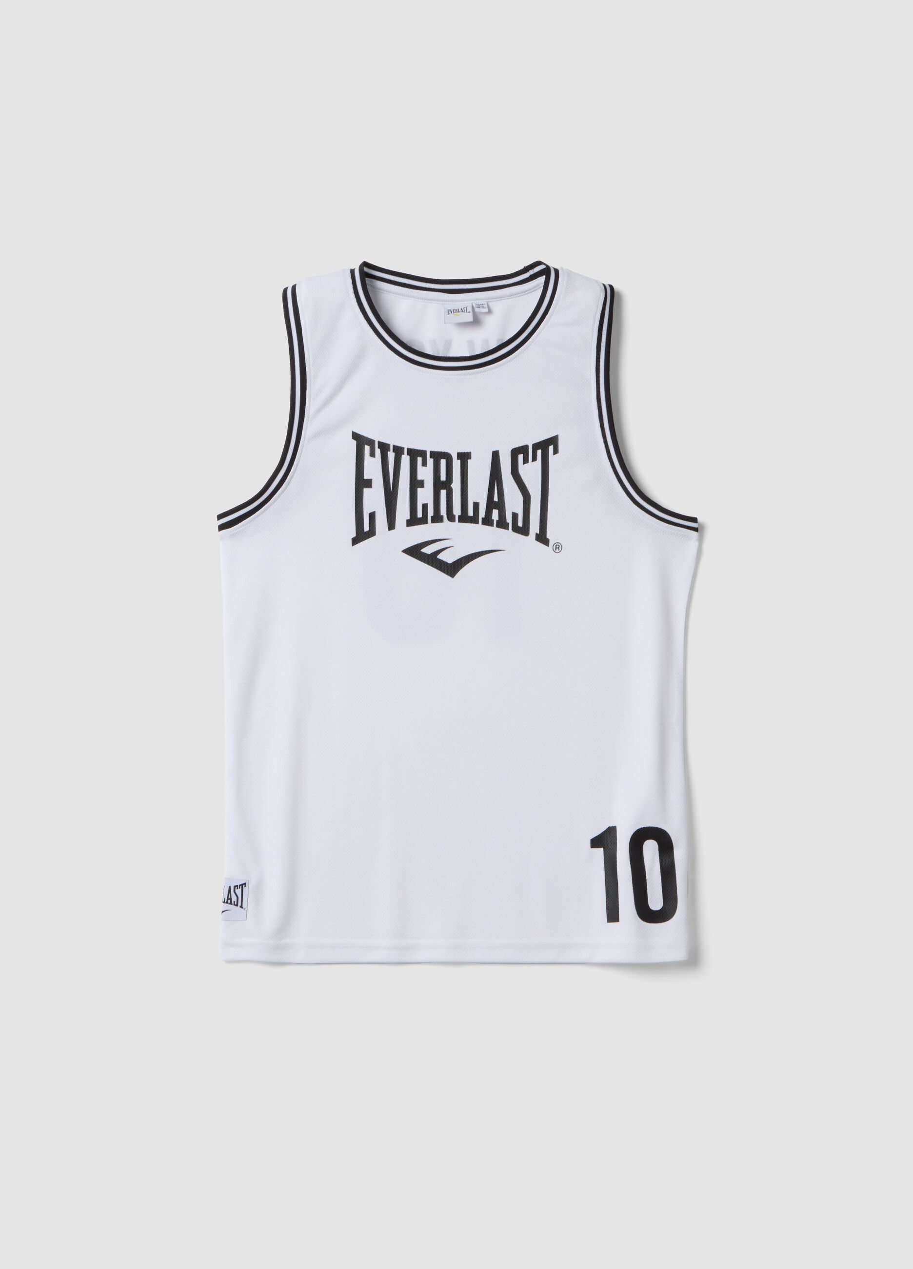 White regular-fit boys&rsquo; vest with contrast piping, oversized style