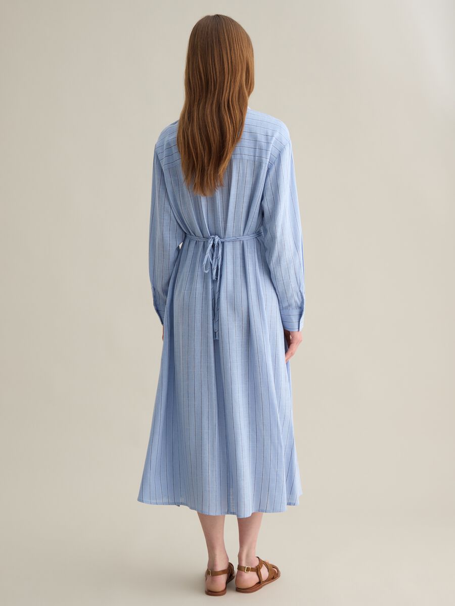 Women’s multicoloured regular-fit long dress in viscose and linen blend_3