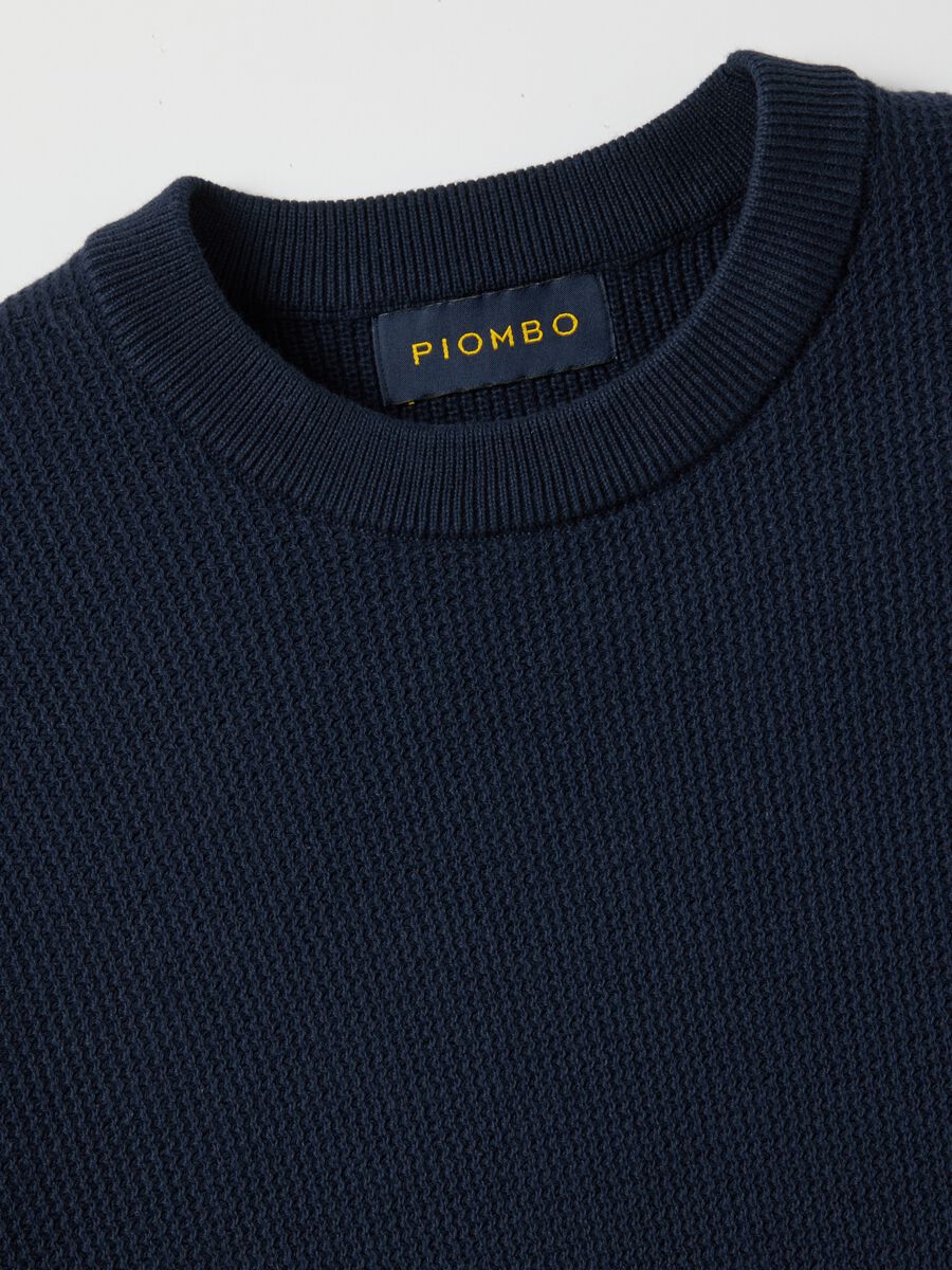Blue Crewneck Sweater in Pure Cotton Regular Fit_5