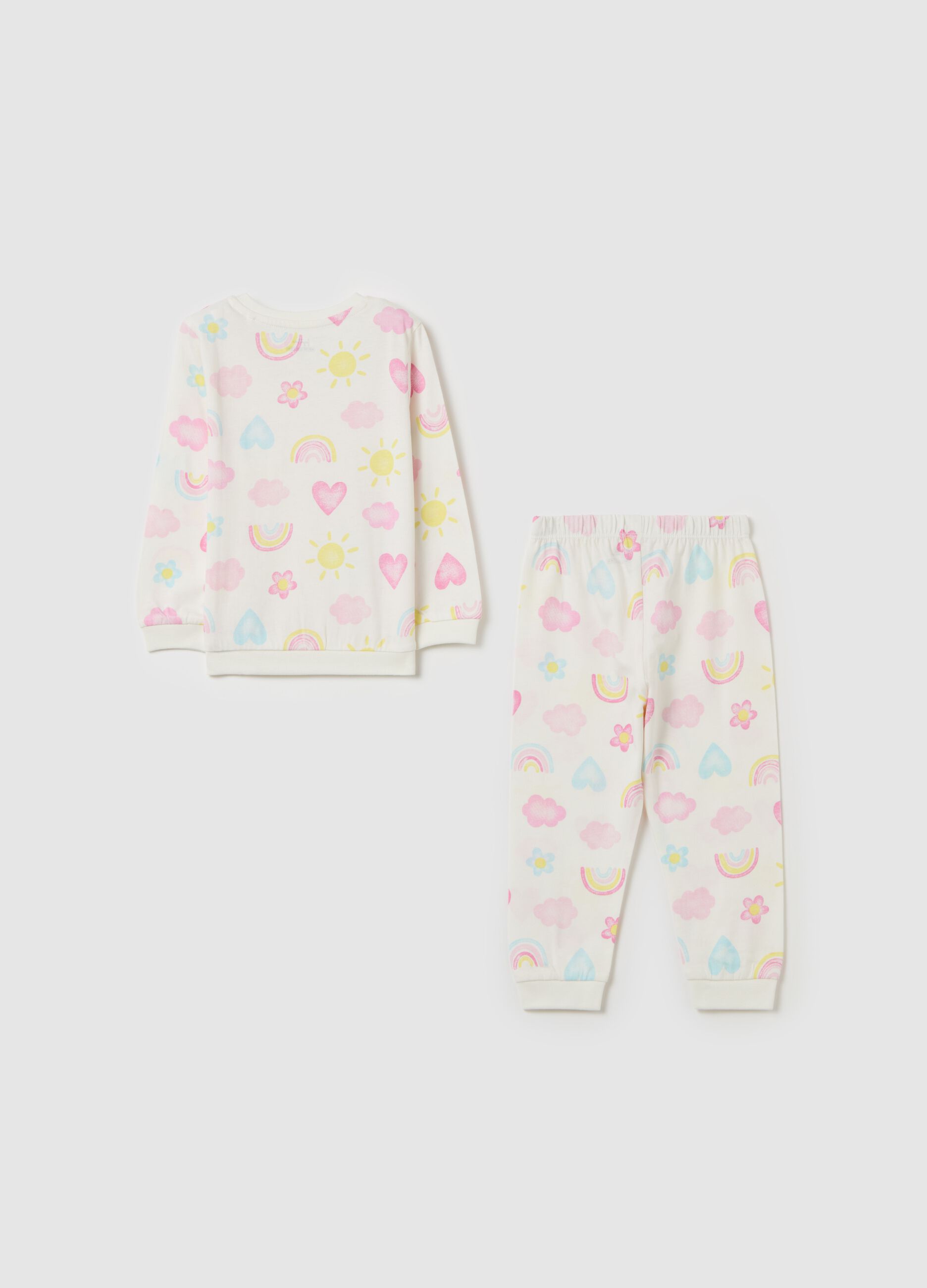 Organic cotton pyjamas with sun and hearts print