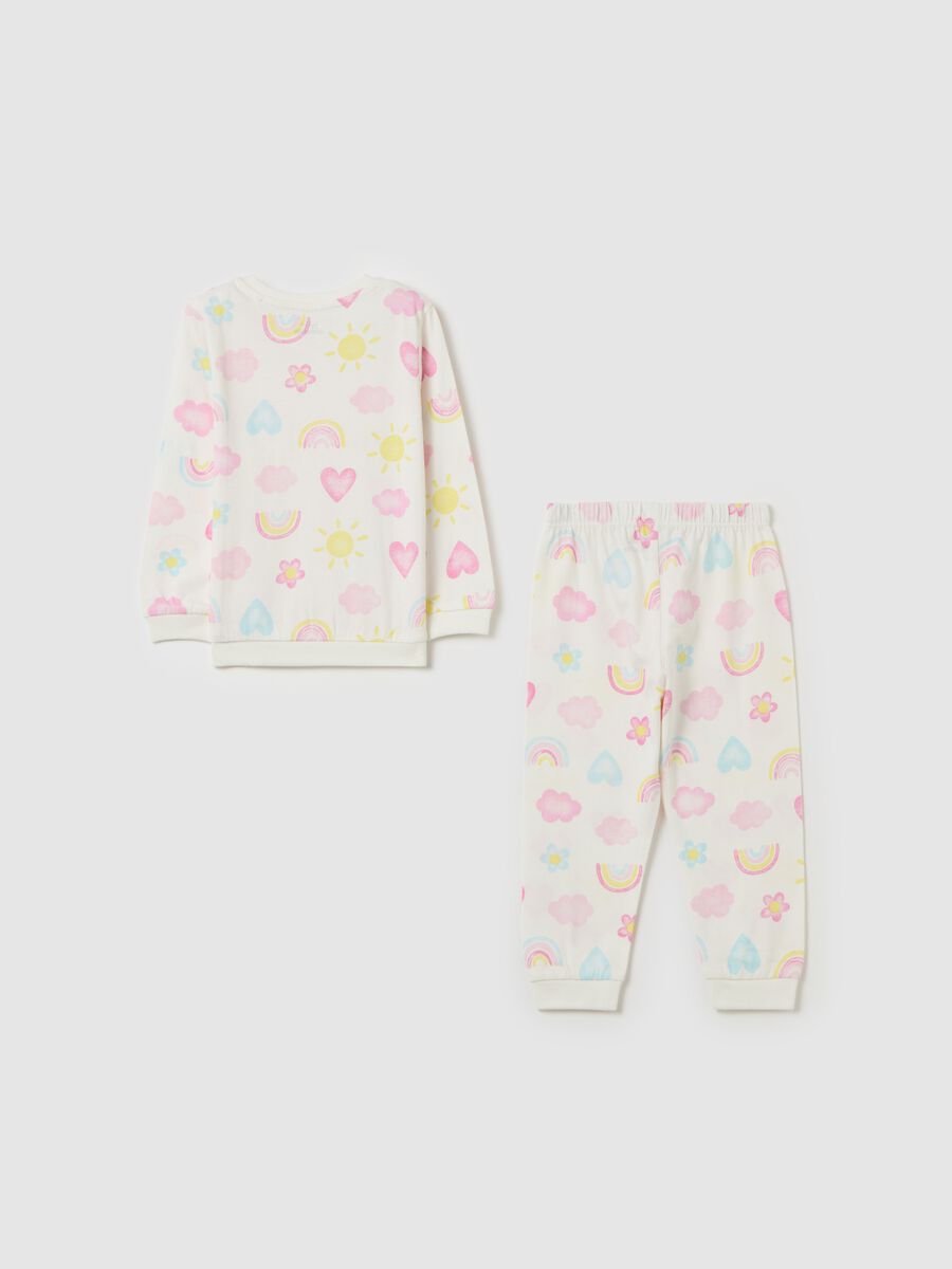 Organic cotton pyjamas with sun and hearts print_1