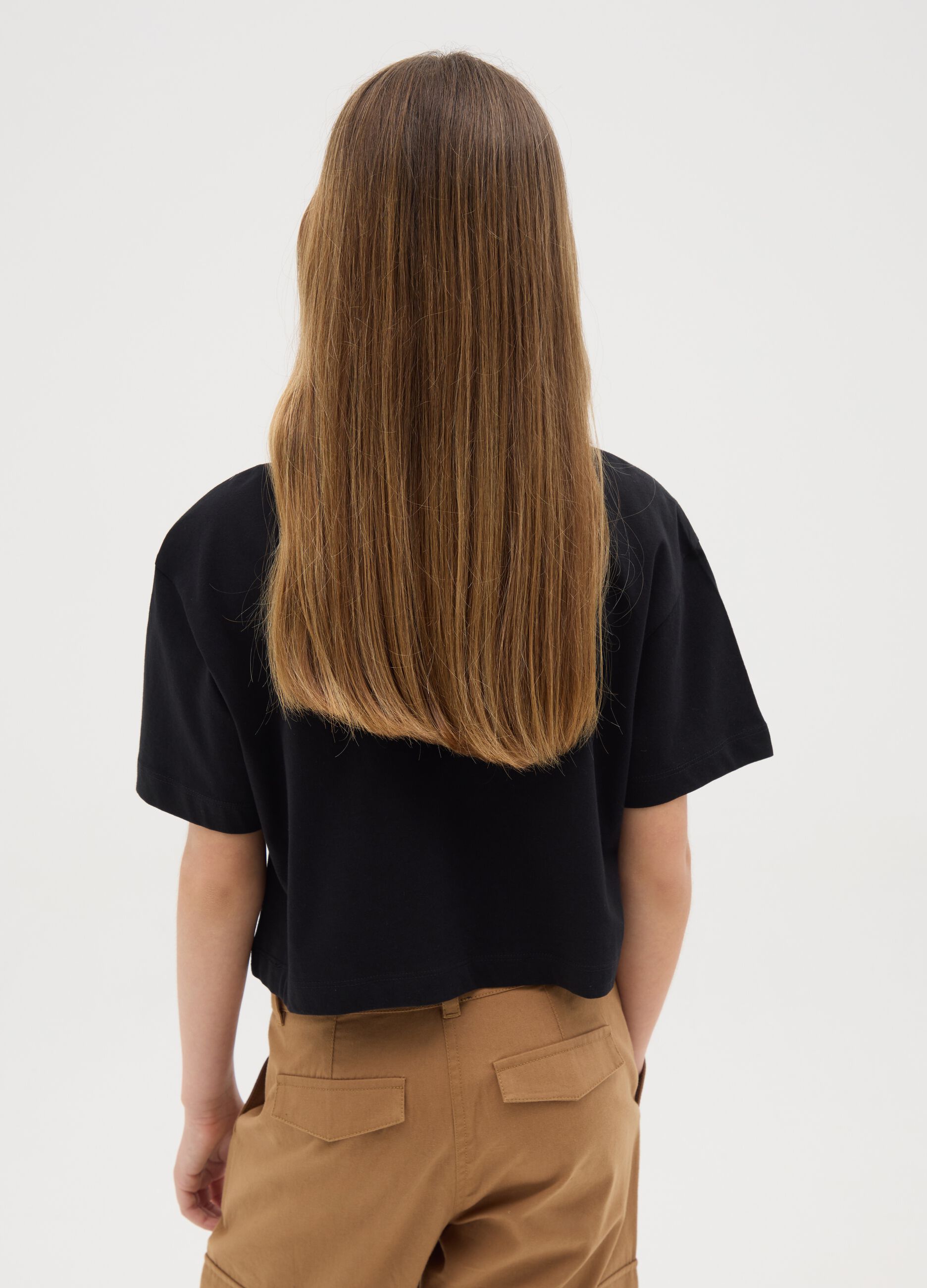 T-shirt crop in cotone con stampa Harry Potter 