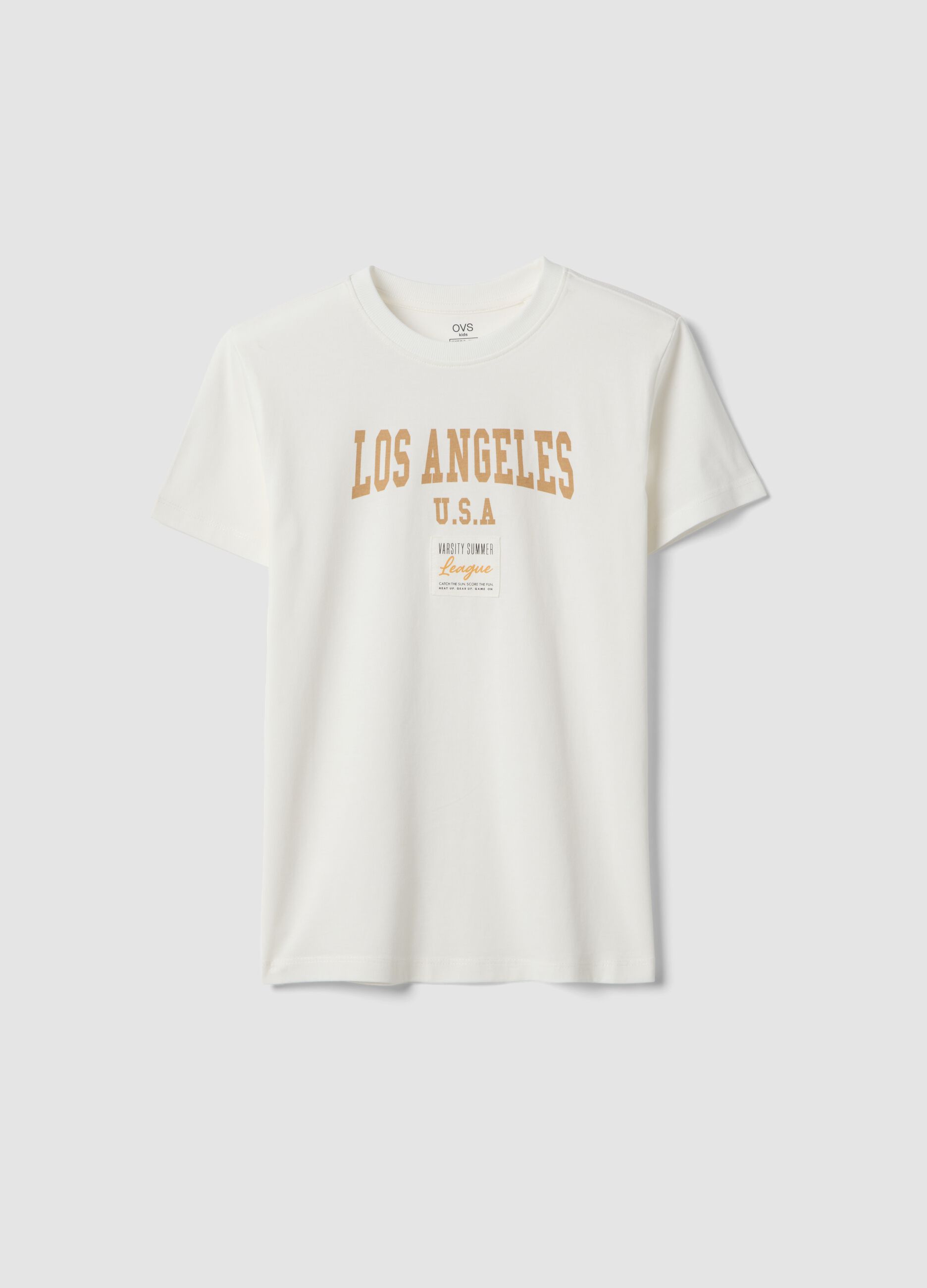 T-shirt in puro cotone bianca da ragazzo regular fit con stampa