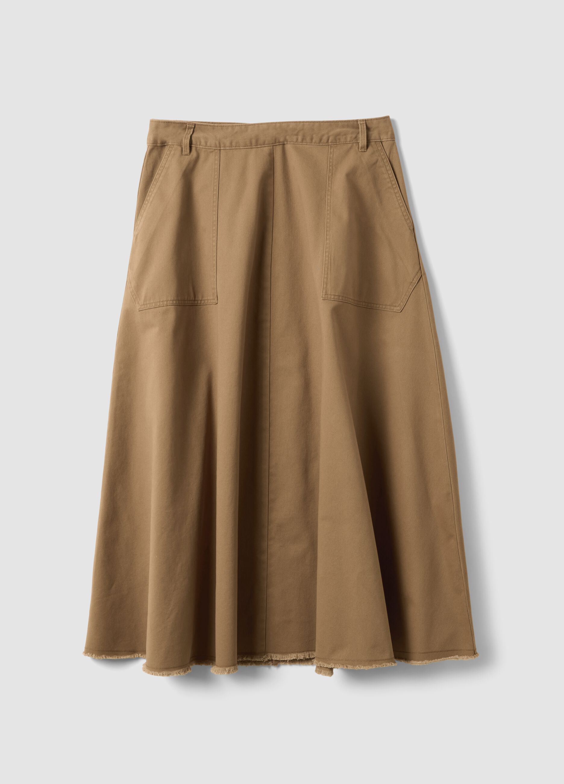Gonna midi marrone in puro cotone