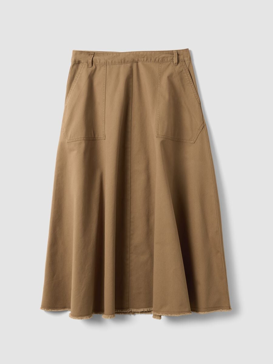 Brown midi skirt in pure cotton_4