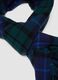Sciarpa blu in pura lana con frange e fantasia check_1