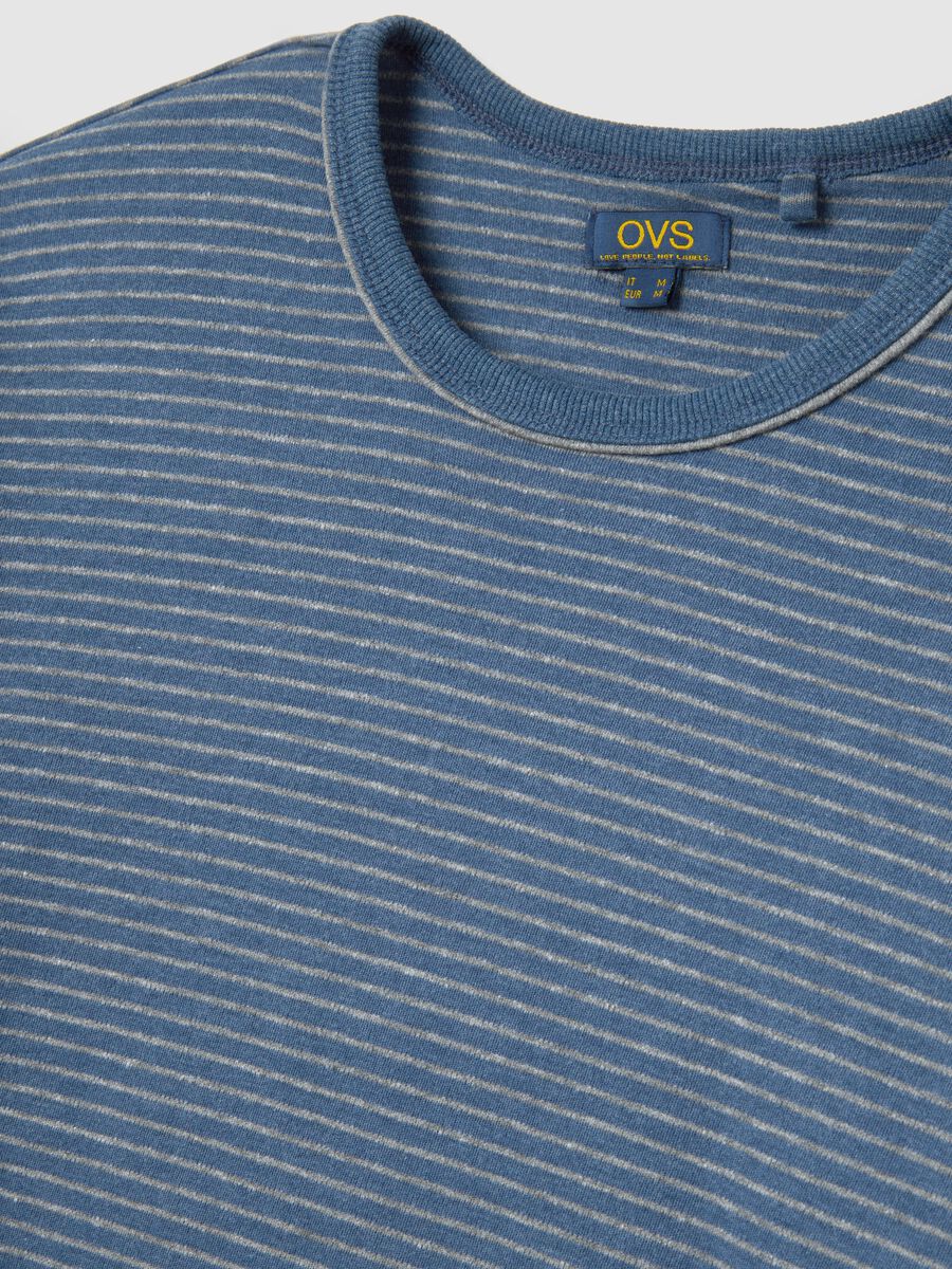 Pigiama blu a righe in puro cotone regular fit_5