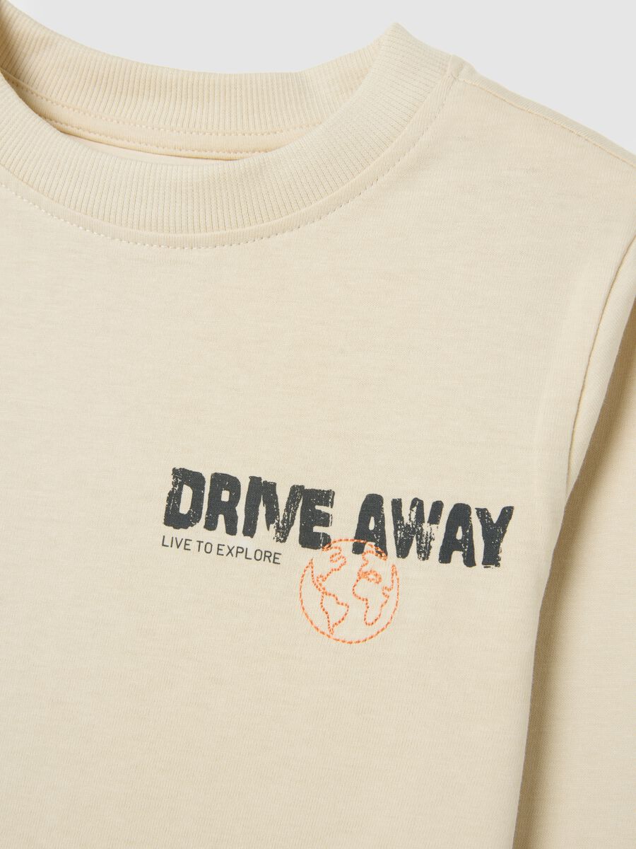 Children's beige pure cotton regular fit top with print_2