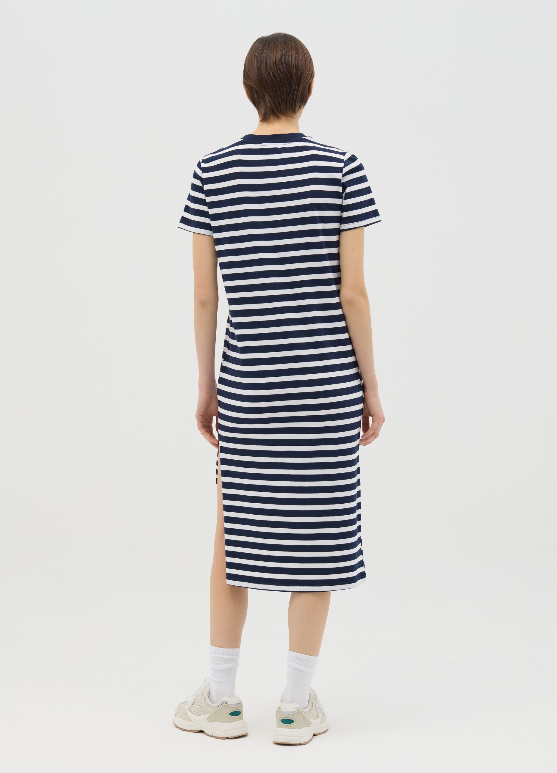 Abito midi da donna in cotone elasticizzato multicolor