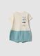 Blue and white pure cotton baby romper_0