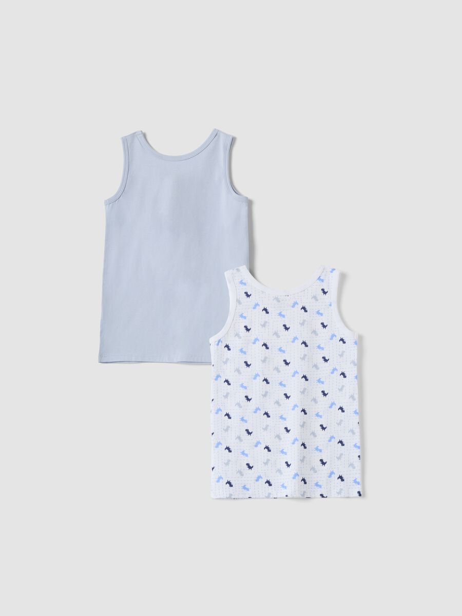 Bipack di vogatori azzurro e bianco in puro cotone organico con stampa_1
