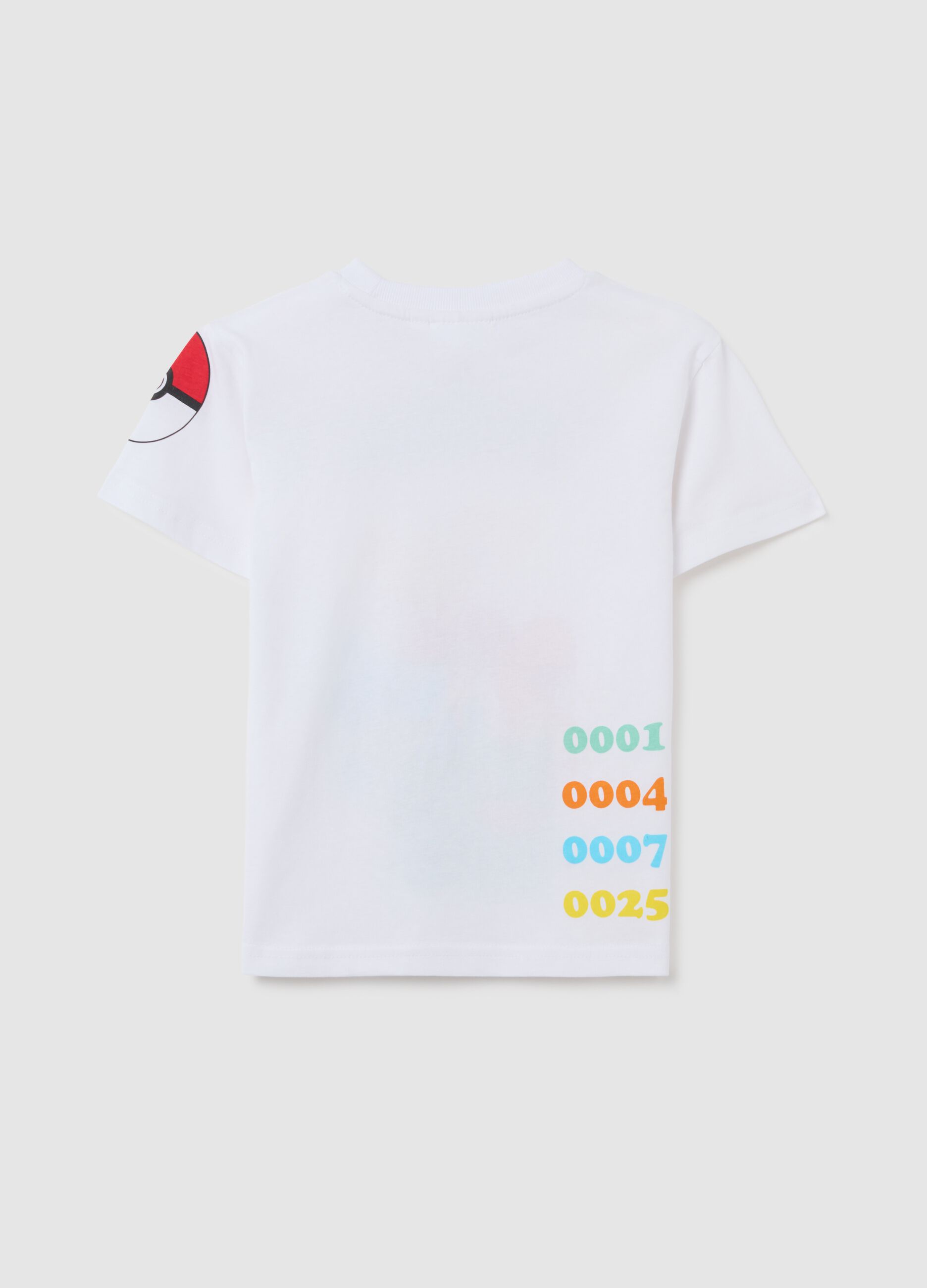 T-shirt da bambino in puro cotone bianca regular fit con stampa Pokémon