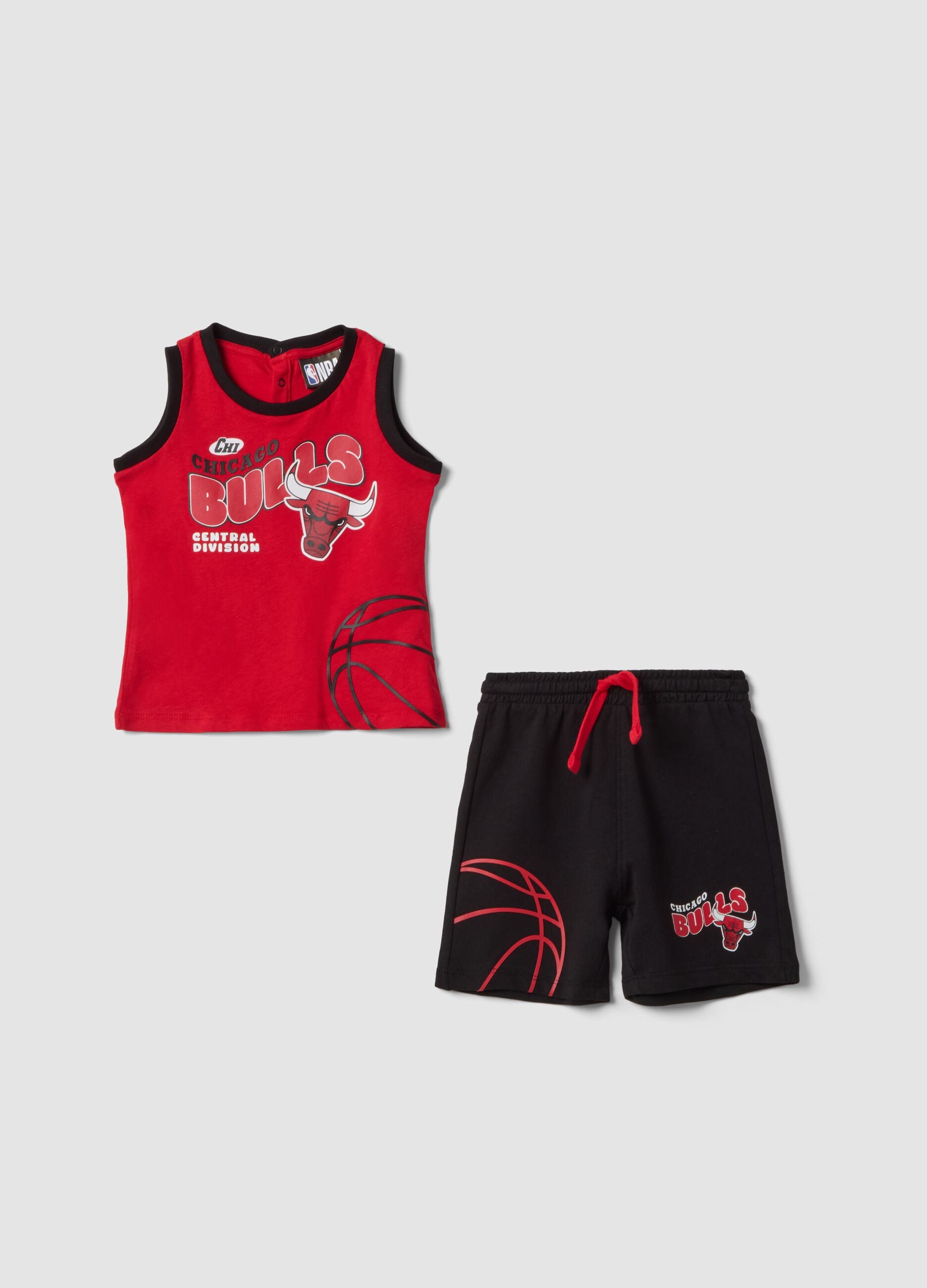 Completo rosso in puro cotone con top e shorts per bimbo regular fit