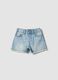 Shorts denim blu in puro cotone da bambina regular fit con strappi_0