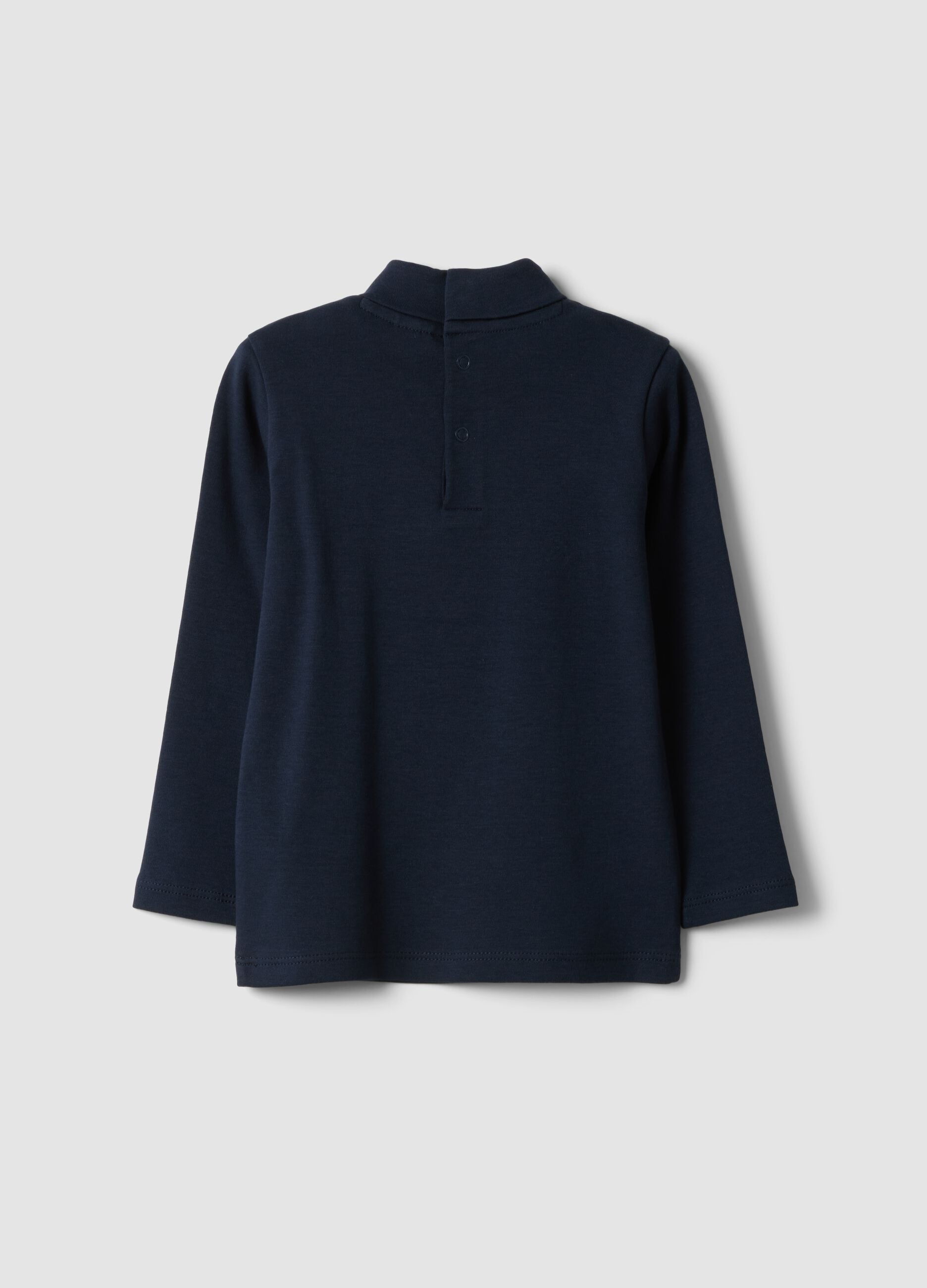 Blue organic cotton polo-neck jumper