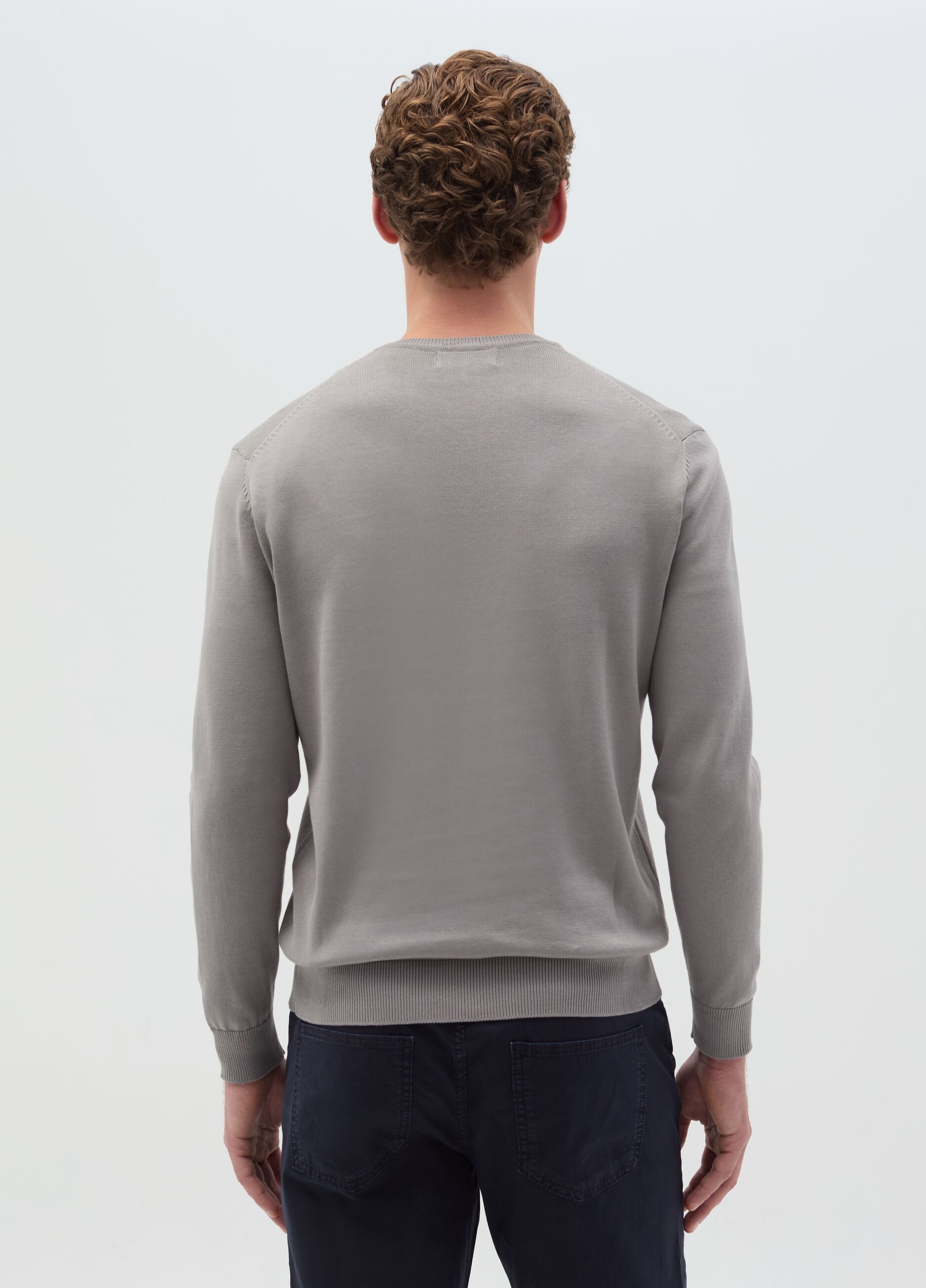 Cotton pullover with round neck