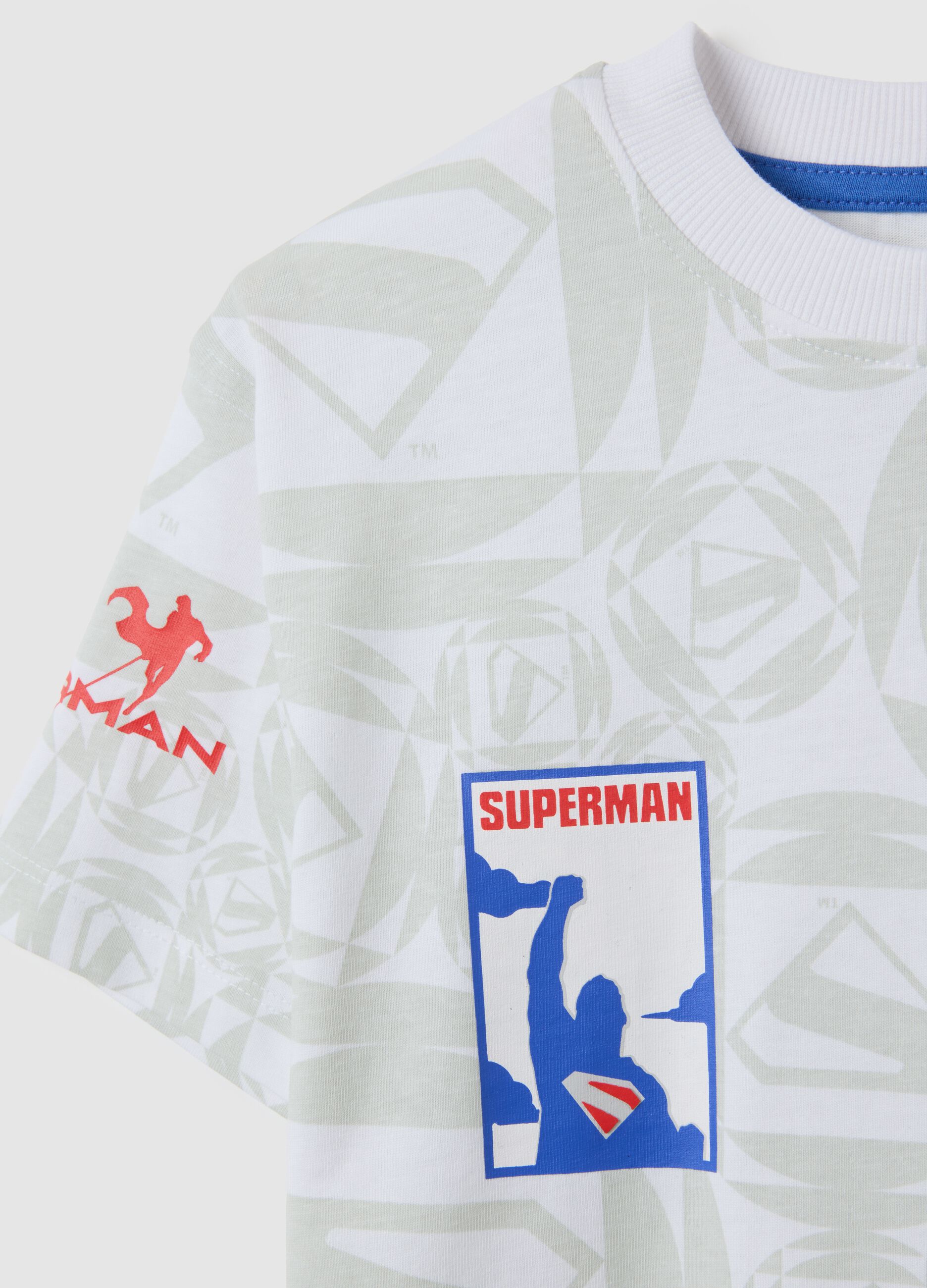 Multicolour pure cotton children's T-shirt with Superman print