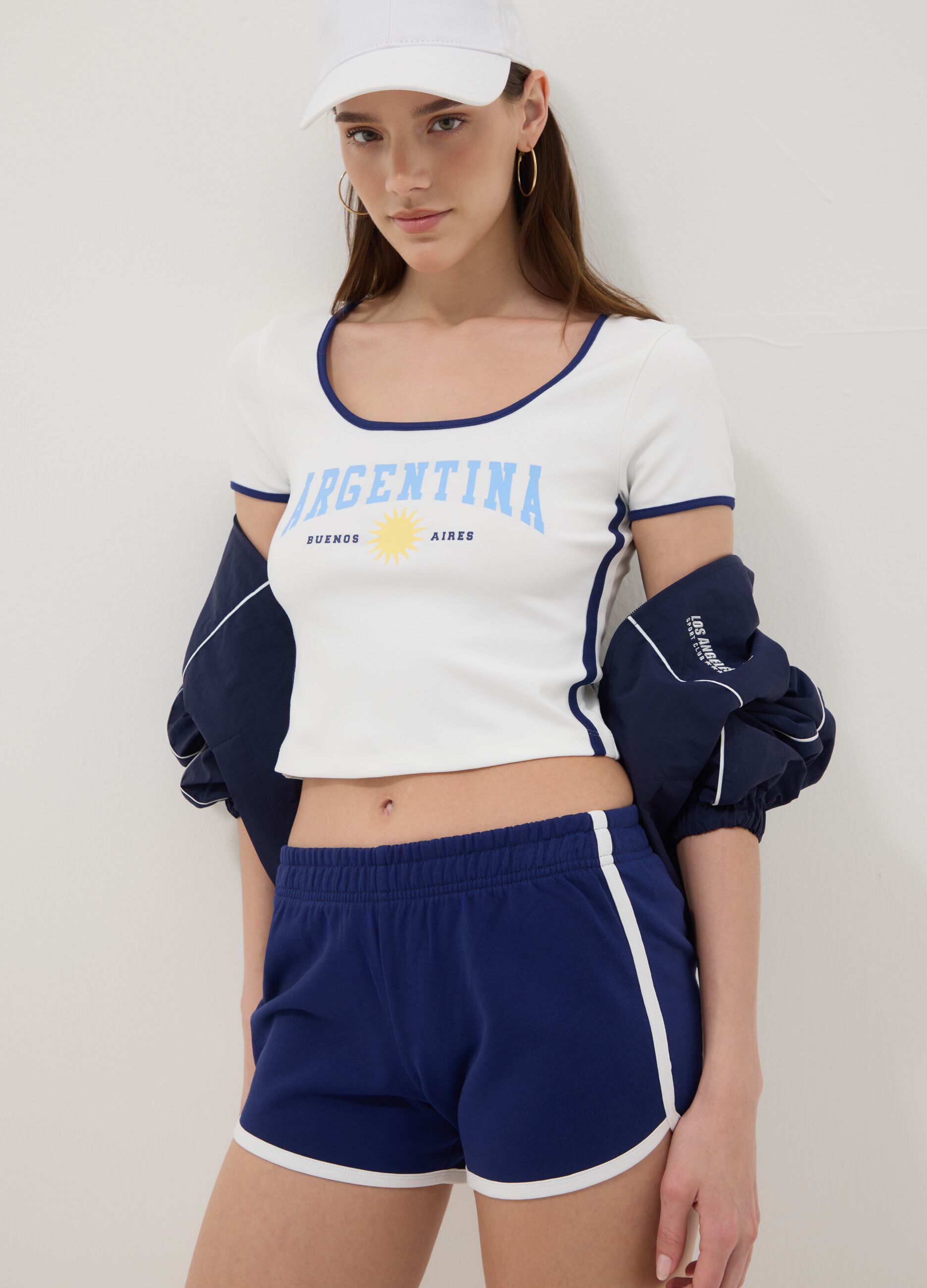 White short-sleeve stretch cotton T-shirt