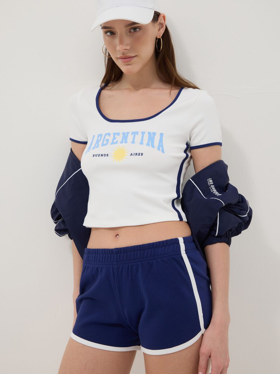White short-sleeve stretch cotton T-shirt_0
