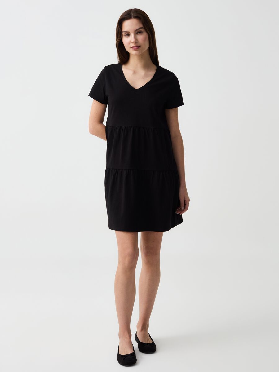 Essential short dress with flounces_0