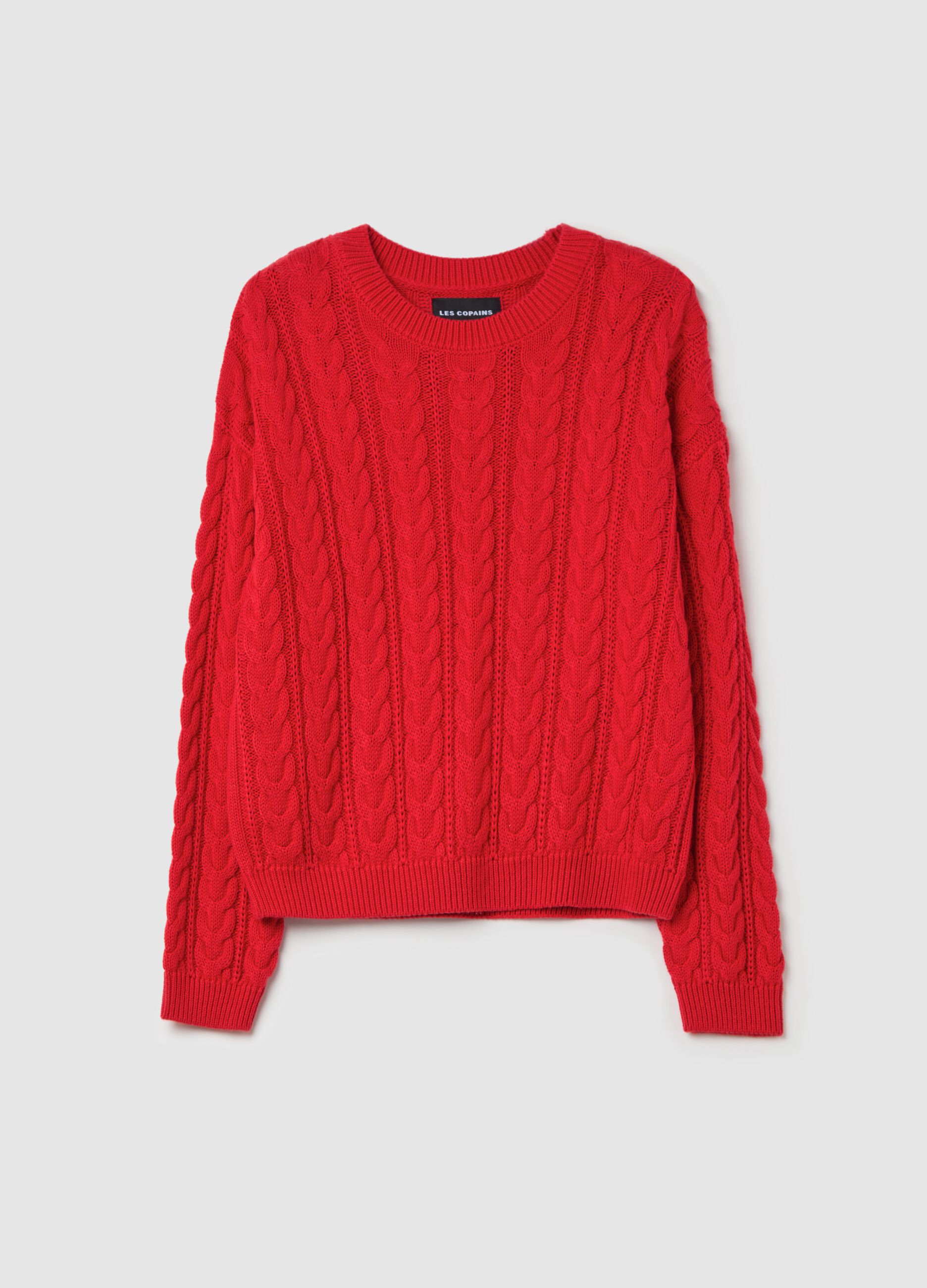Cable-knit pullover with round neck