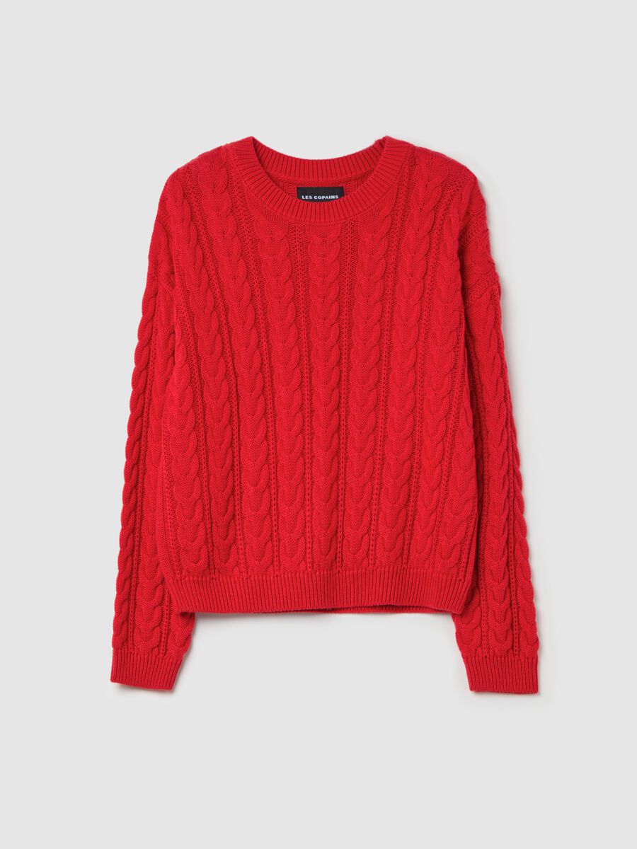 Cable-knit pullover with round neck_4
