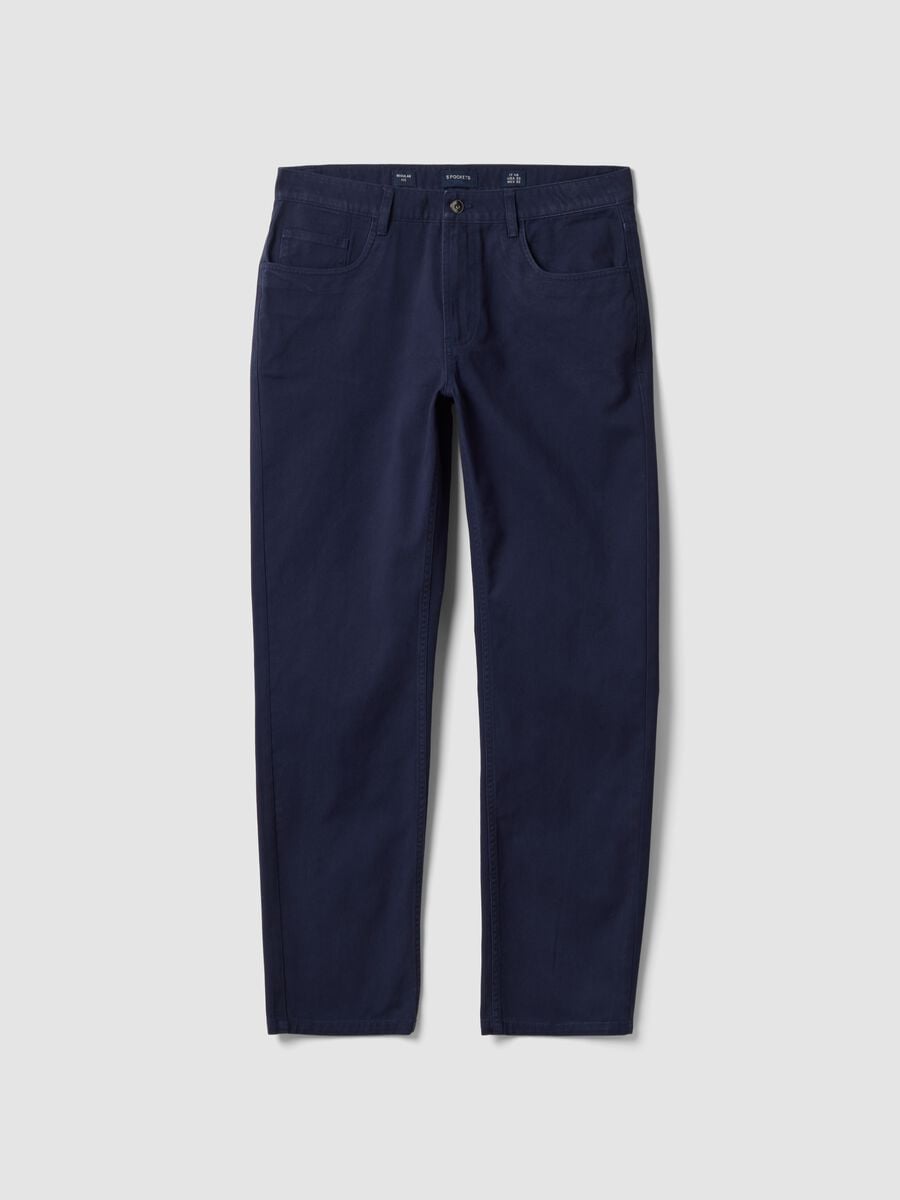 Blue pure cotton five-pocket trousers_0