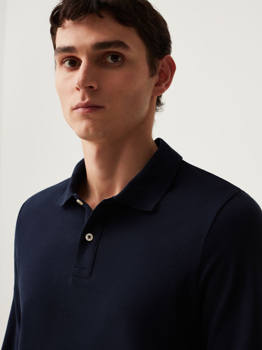Long-sleeve polo shirt in cotton pique_1