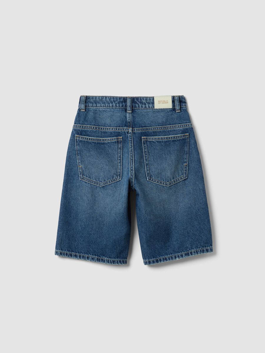 Shorts denim blu in puro cotone da bambino regular fit_1
