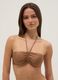 Brown bandeau bikini top in stretch fabric_0