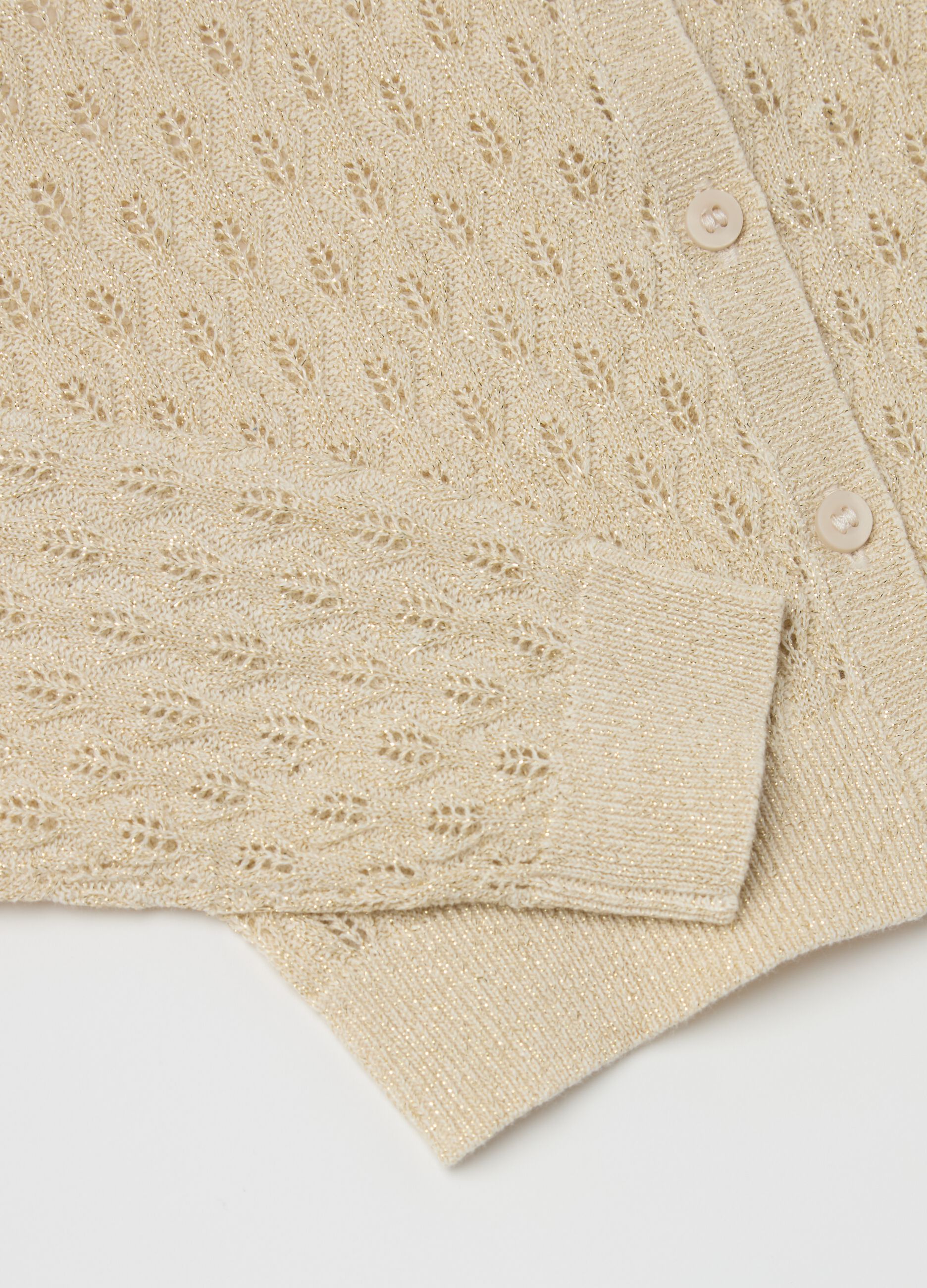 Cardigan with openwork design lurex