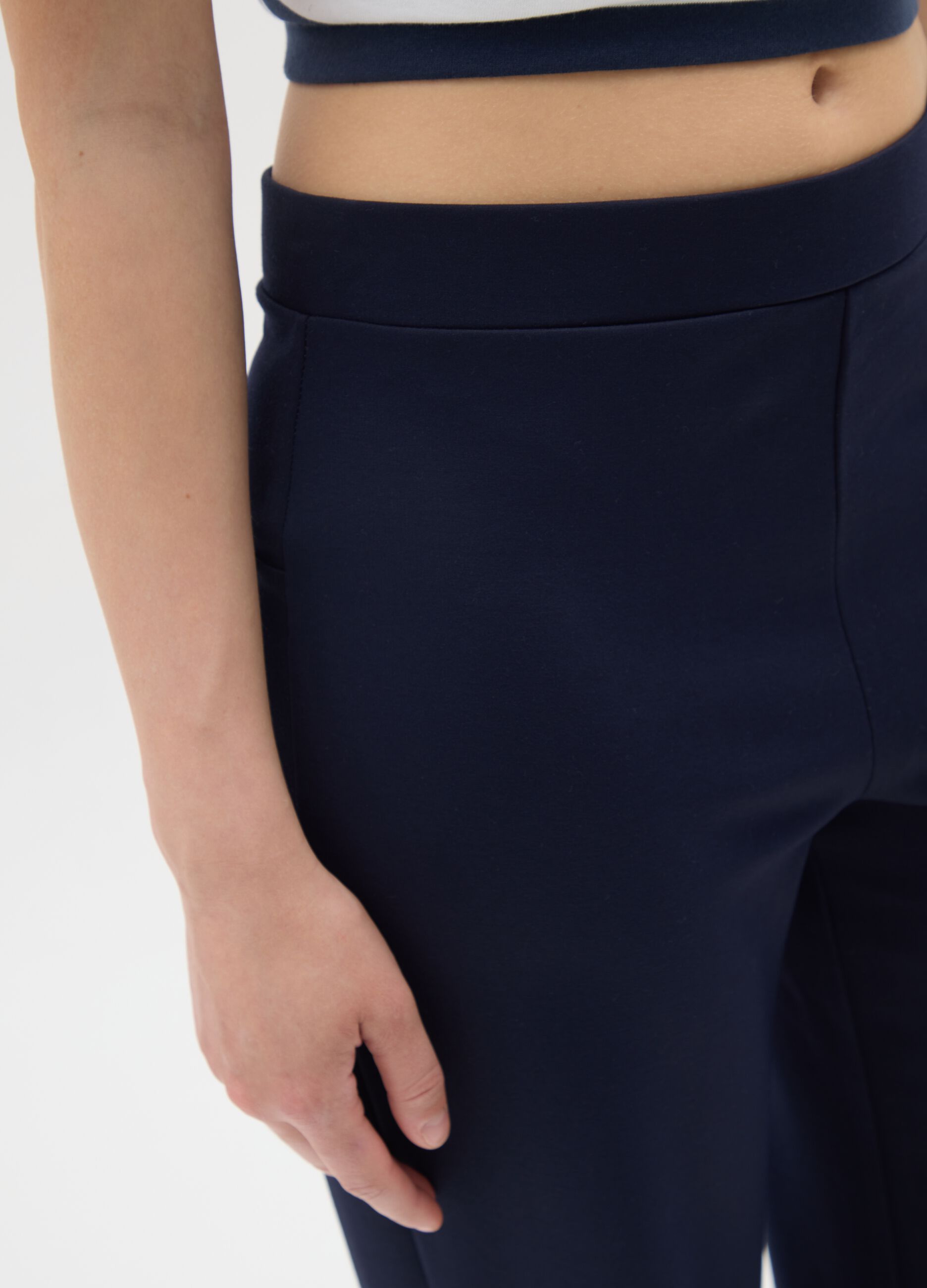 Black Wide Leg Stretch Trousers