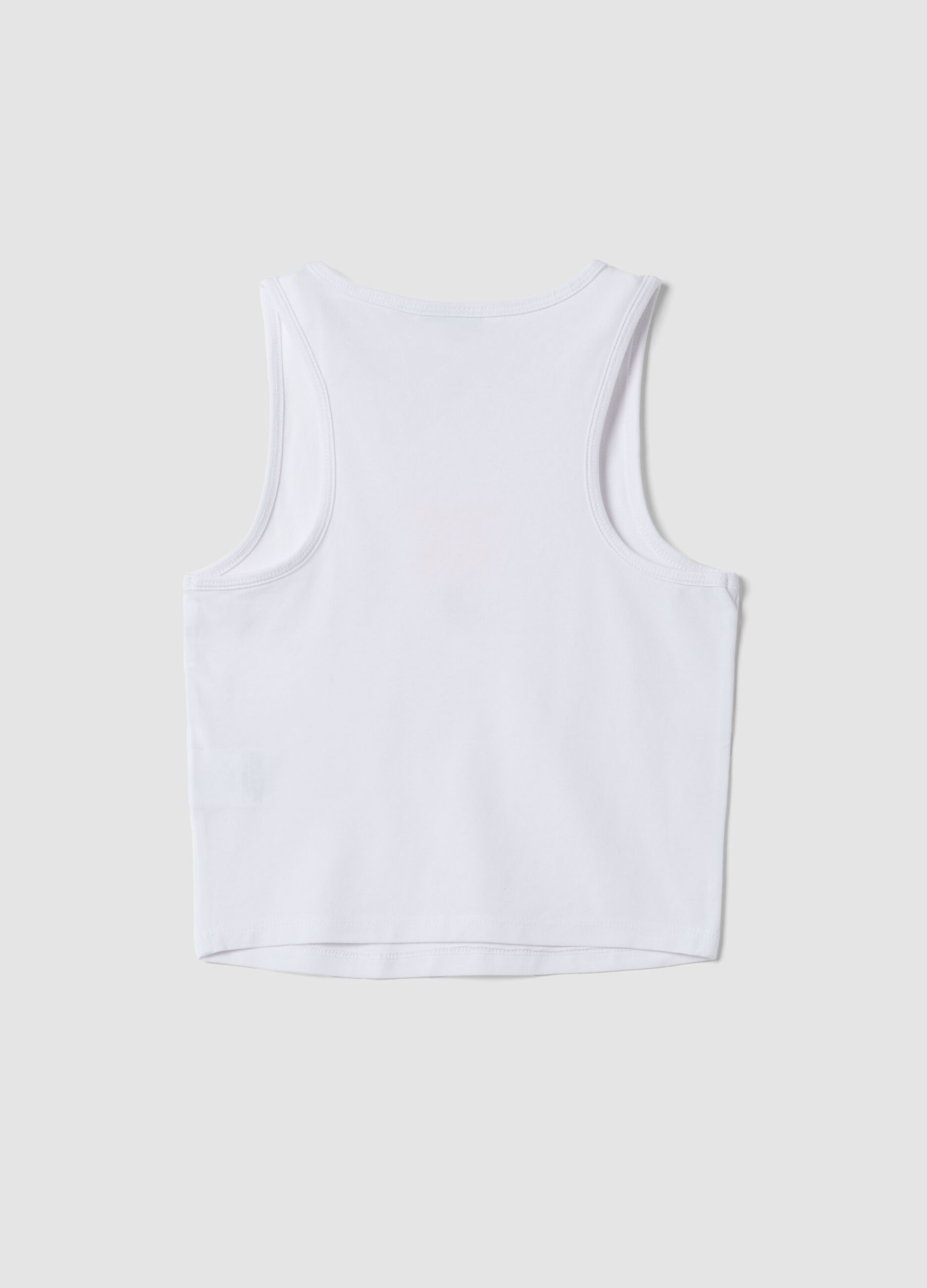 White stretch cotton tank top