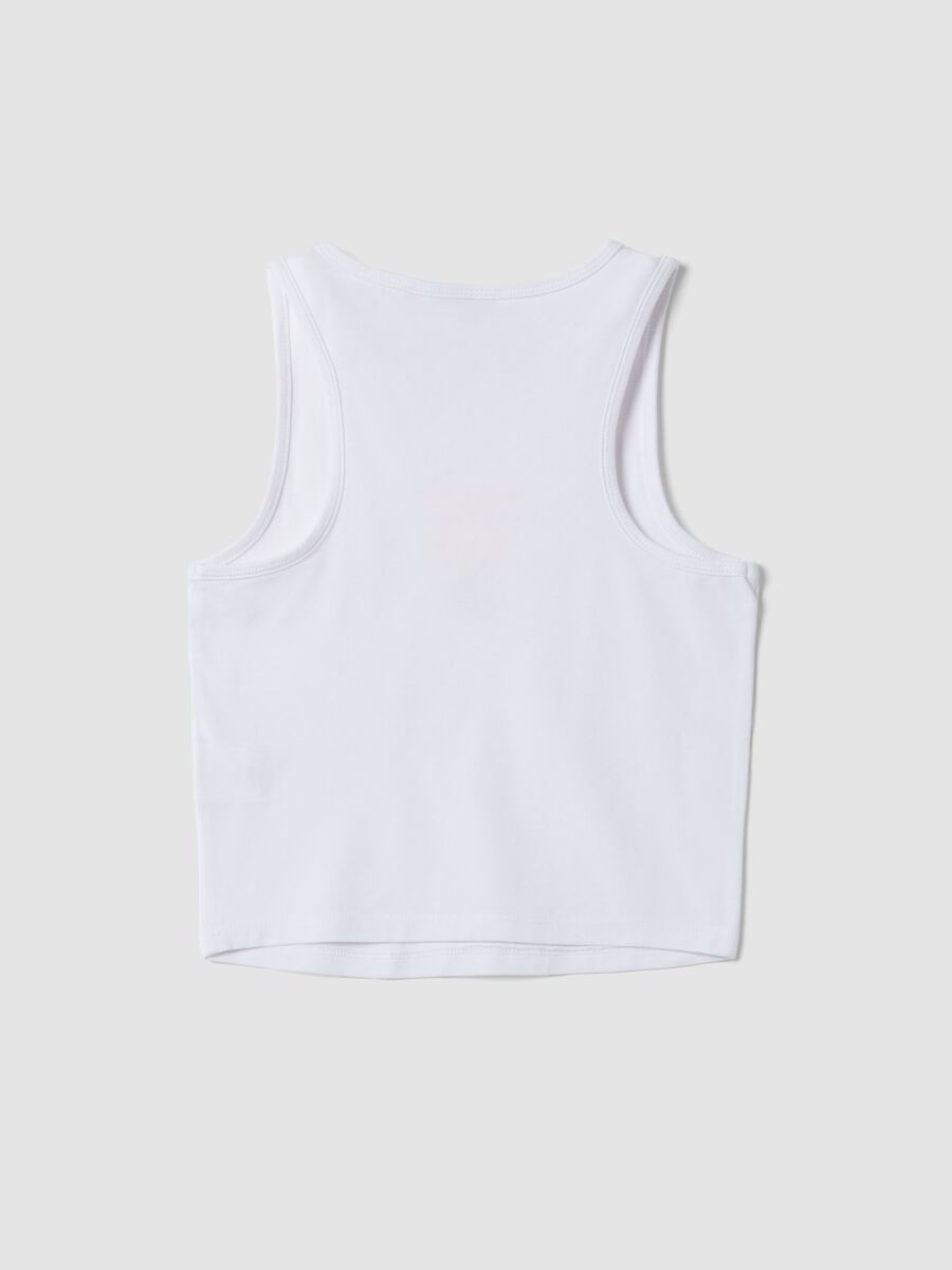 Tank top bianco in cotone elasticizzato_1